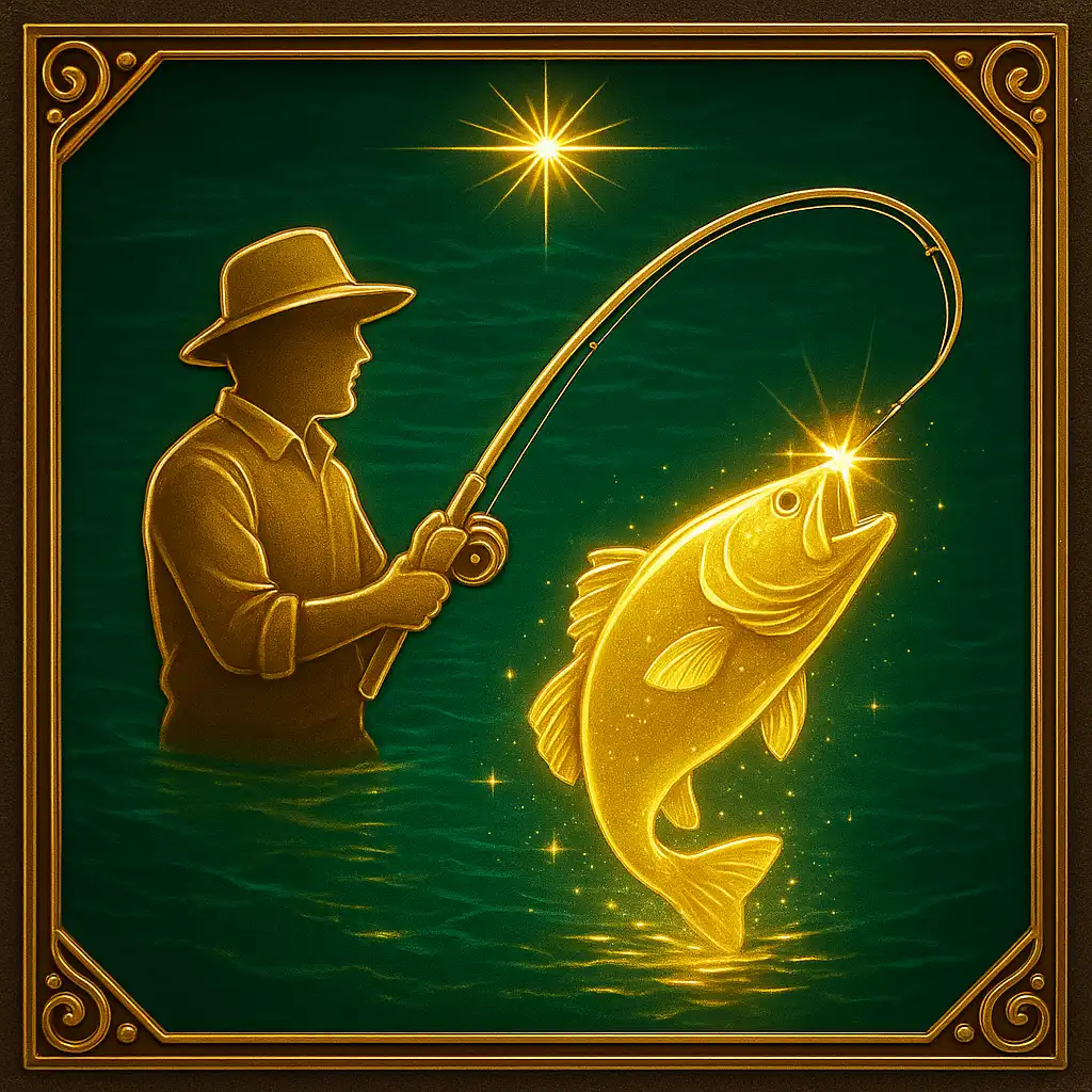 Big Bass Bonanza slot artwork with a fisherman and golden fish