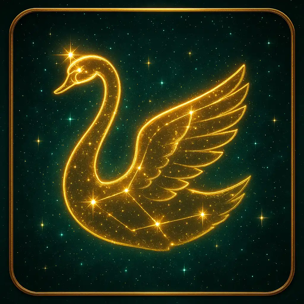 Cygnus 2 slot artwork with a cosmic swan and stars