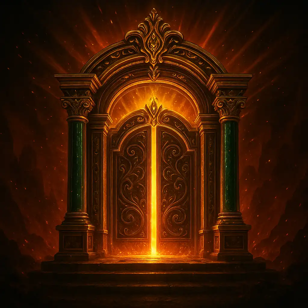 Gates of Hades slot artwork with fiery underworld gates