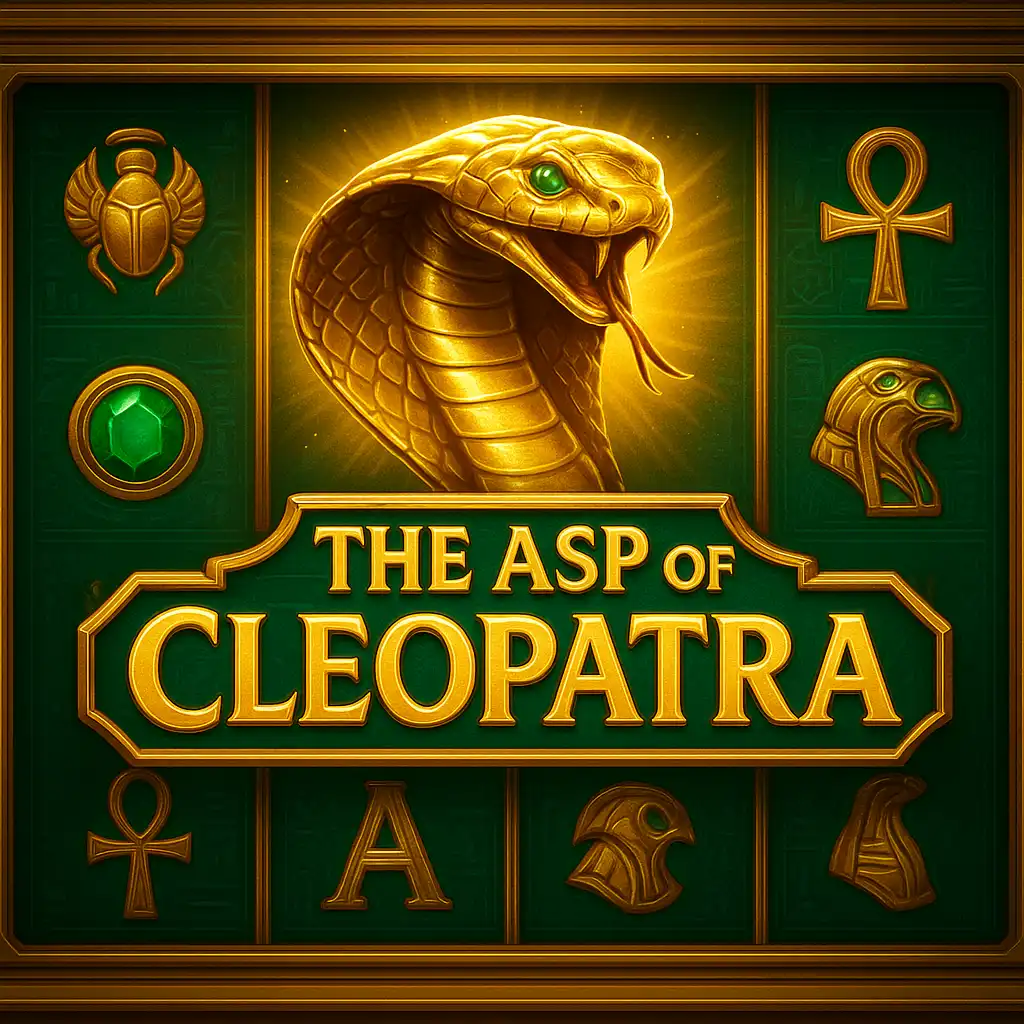 The Asp of Cleopatra slot reel artwork with Egyptian gold symbols