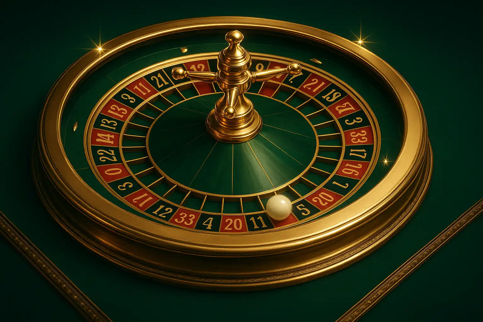 Golden roulette wheel spinning on emerald felt at a TweedBet live dealer table